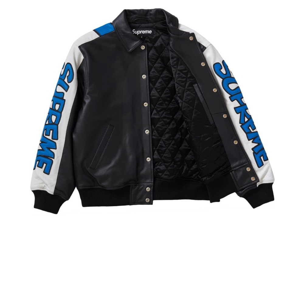 Supreme Black and White Jacket with Blue Details